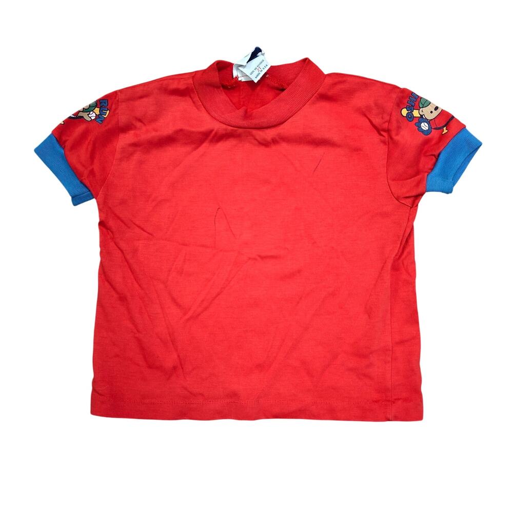 Vintage 80s 90s Baby Osh Kosh Top Red Shirt Ringer Unisex 2T